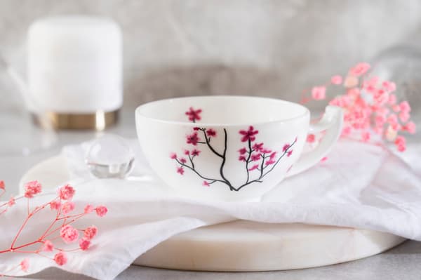 Kopp Cherry Blossom 180 ml keramisk för te och kaffe