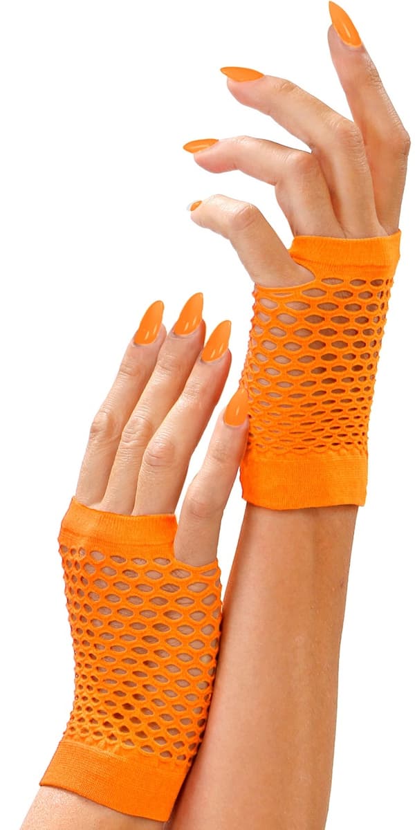 Orange Neon Disco verkkokäsineet