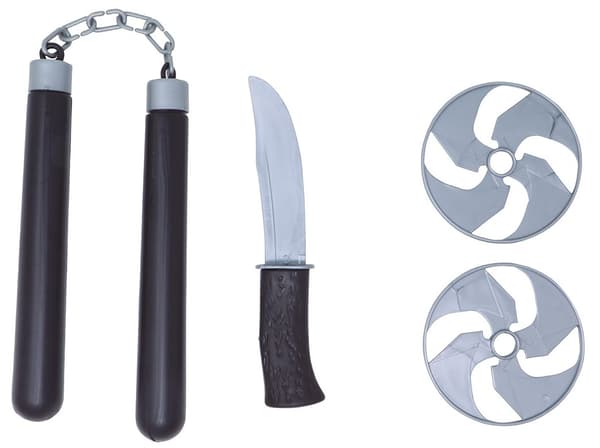 Ninja sæt kriger nunchaku knivkostume 4 dele.