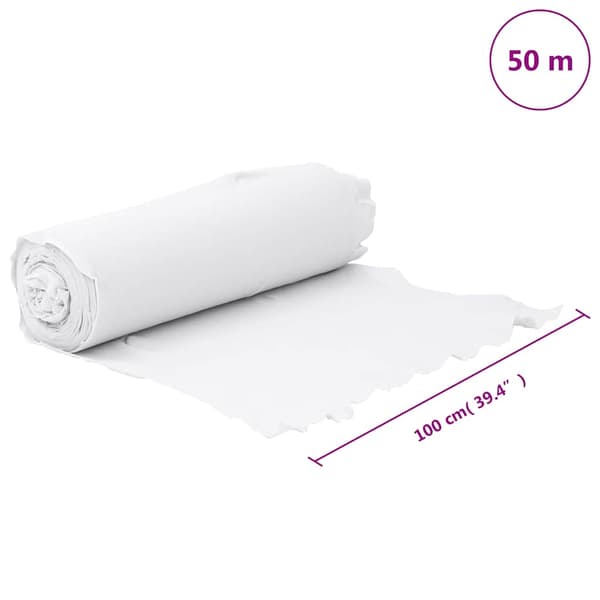 vidaXL geotekstil, hvid, 1x50 m, polyesterfiber
