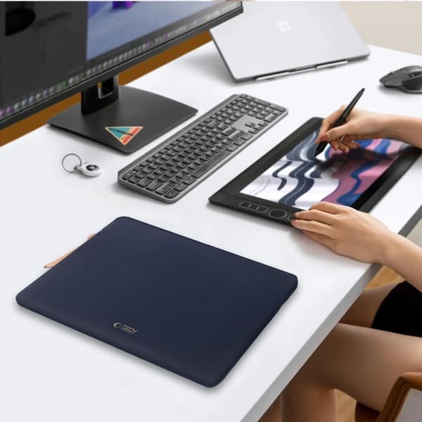Tech-Protect Fleece Laptoptaske 15-16 - Marineblå