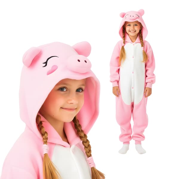 Kigurumi pyjamas kostume lyserød gris børn 95-105cm