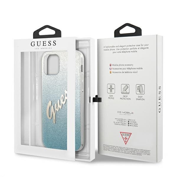 Guess GUHCP12LPCUGLSBL iPhone 12 Pro Max 6.7 blått/blått hårt skal Glitter Gradient Text