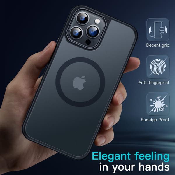 ETUI TIL APPLE IPHONE 13 PRO 6,1" SORT RAMME HALVKLAR BAGSIDER MAGSAFE