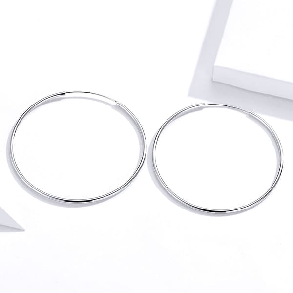 Stora klassiska ringörhängen 5 cm silverörhängen med spänne