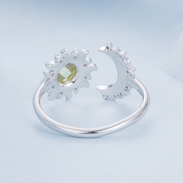 Justerbar silverring med sol och måne, silver 925