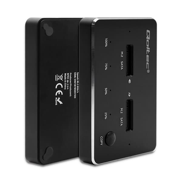 QOLTEC 2X SSD M.2 SATA -telakointiasema