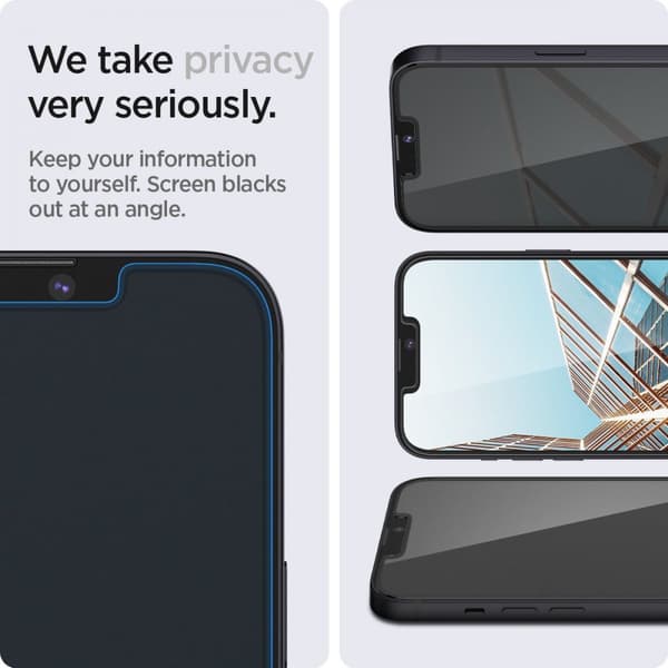 Härdat glas SPIGEN GLAS.TR EZ FIT 2-pack iPhone 13 Pro Max Sekretessskydd
