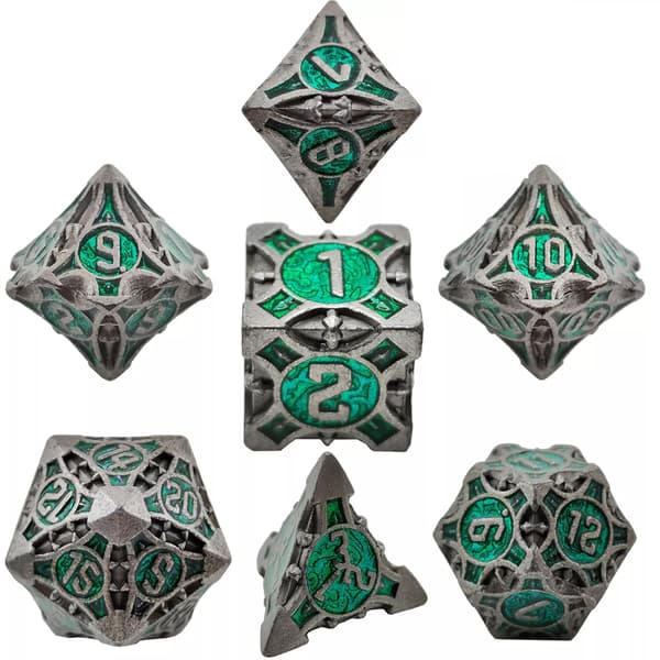Toxic Portal RPG-tärningar, set med 7 metalltärningar