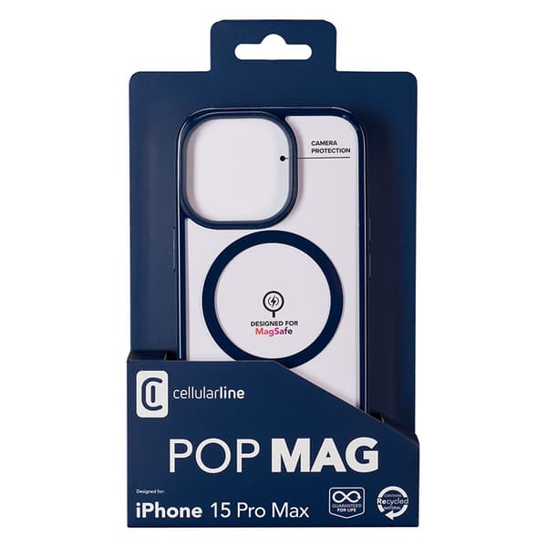 Cellularline Pop Mag - iPhone 15 Pro Max MagSafe-fodral (marinblå)