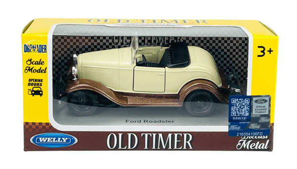 Welly VANHA timer ford model A roadster ILMAN kattoa beige 1:34 98875