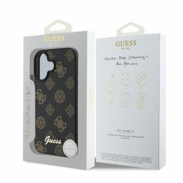 Guess Peony Script MagSafe - iPhone 16-skal (svart)