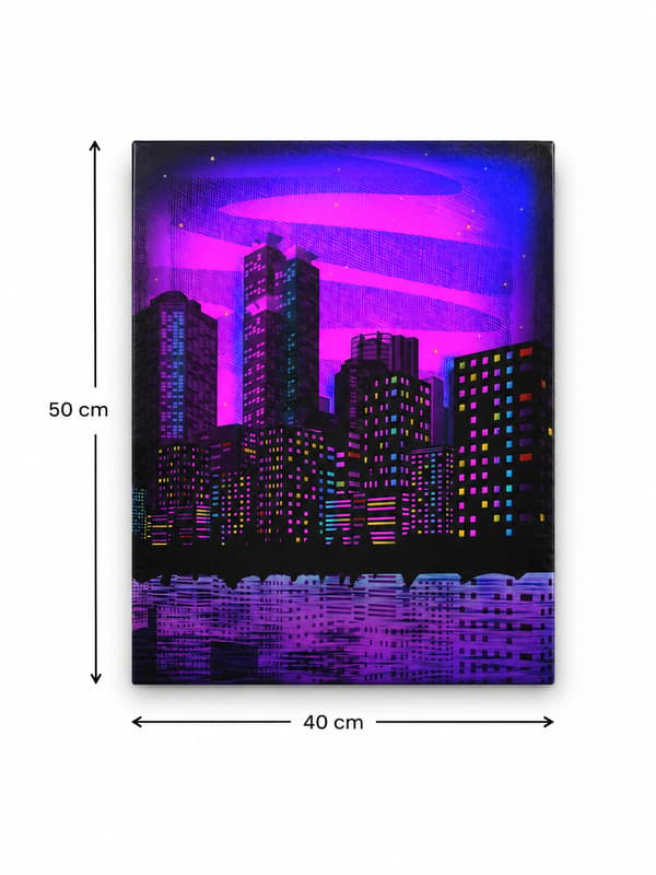 Maleri efter tal Med ramme Billeder til maleri Neon Panorama 40x50 cm