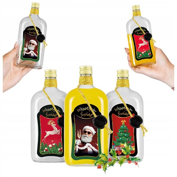 10x Klassiska 500ml premiumglasflaskor dekorerade för jullikörer