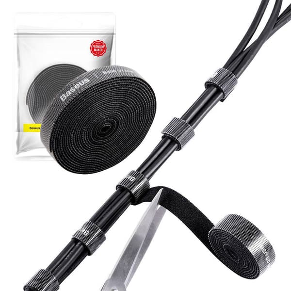 Baseus Rainbow Circle Velcro-stropper 3m Kabelorganisator (Sort)