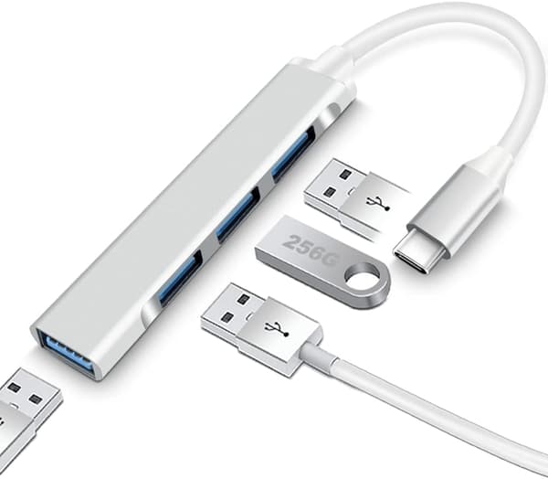 ADAPTER SPLITTER KONVERTER HUB USB C TILL 4 USB-PORTAR