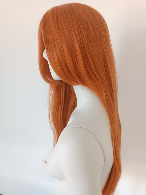 Paryk Rød Orange lang 90cm cosplay anime