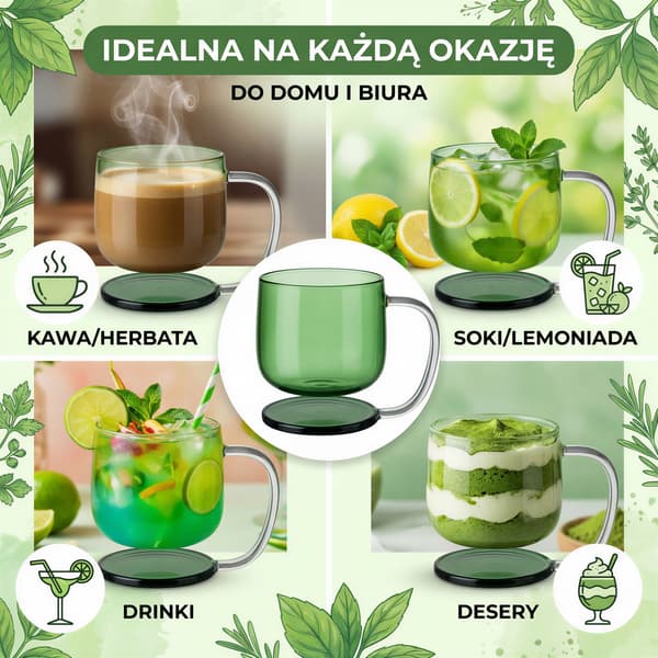 GLAS MED LUFTLEVITATIONSEFFEKT MUGG GRÖN 300 ml