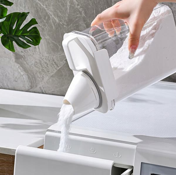 PULVERBEHOLDER 1100 ml MÅLEDISPENSER LÆKAGESIKKER ORGANIZER
