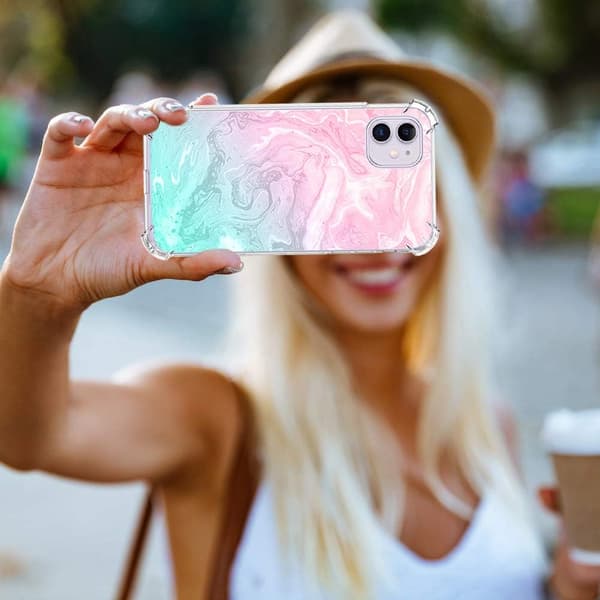 SILIKONE ETUI TIL APPLE IPHONE 11 PINK BLÅ GLAMOUR A2111