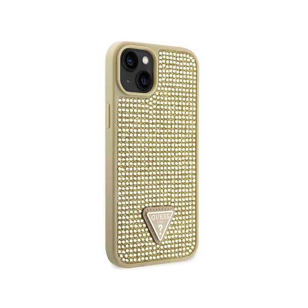 Guess Strass Triangle - iPhone 14 Plus -suojakuori (Kulta)