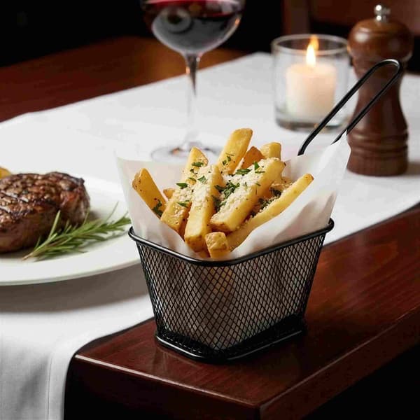 MINI POMMES FRITES KURV SORT 350ML PULVERLAKET TIL SERVERINGSFAT