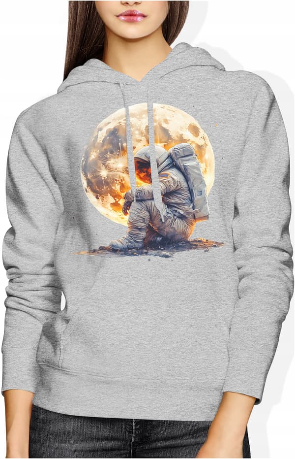 DAMTRÖJA ASTRONAUT RYMDEN MÅNE GALAX SCI-FI PLANET MED TRYCK L