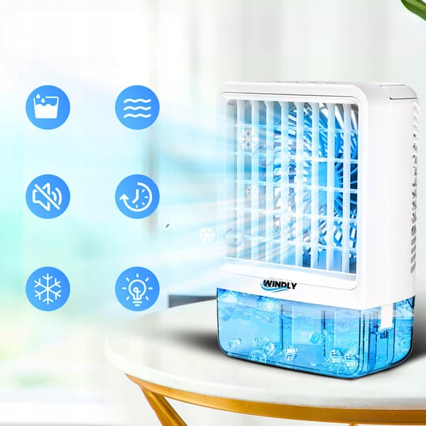 Mini Aircondition Skrivebordsventilator Stille Vandbaseret 800 ml LED