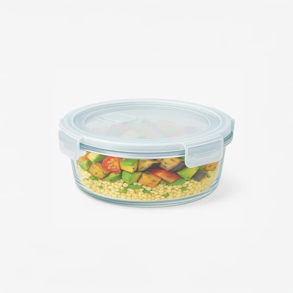 Lunchbox hermetisk rund glasbehållare 400 ml för lunchsnacks