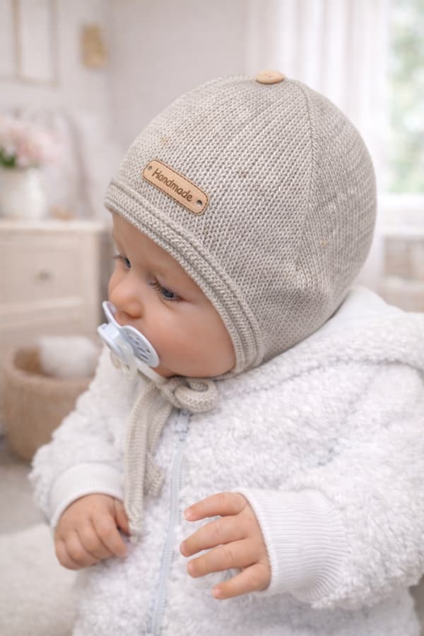 BABYMÖSSA 34-36 KNUT TÄCKER ÖRONEN VÅR HÖST LJUSBEIGE