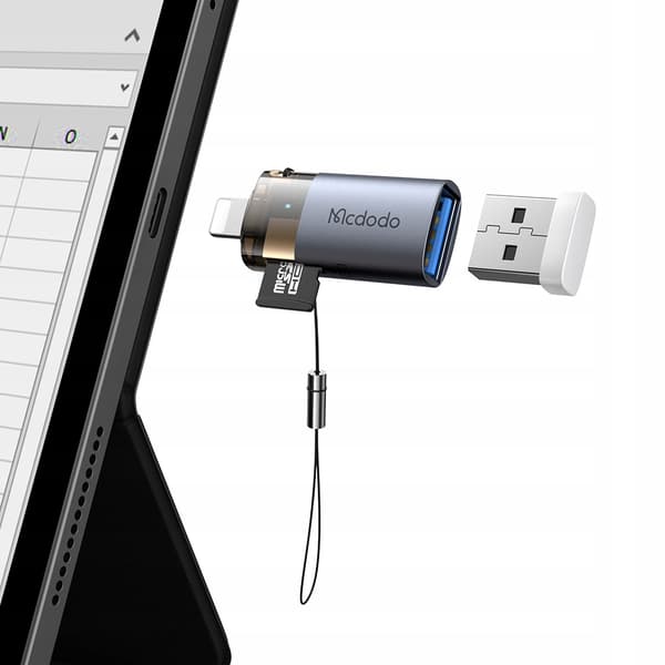 MCDODO USB-A TIL LIGHTNING ADAPTER TF KORT LÆSER 512 OTG LED