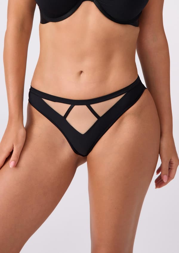 Trusser af elastisk strik og tyl - Amber L BLACK