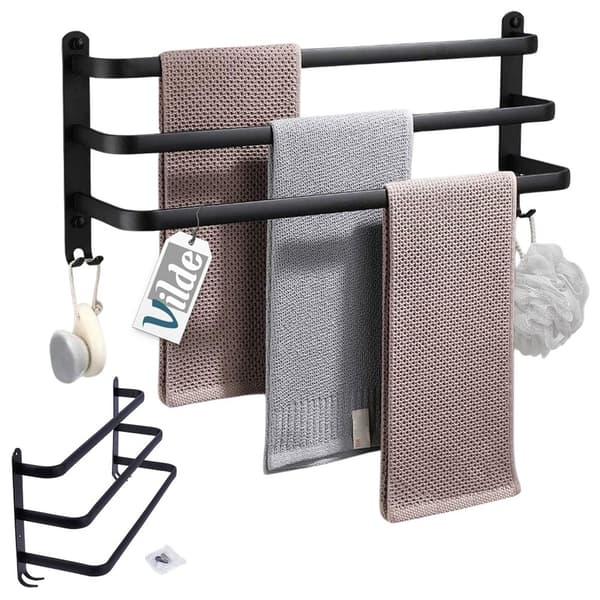 Håndklædeholder i aluminium sort 50 cm