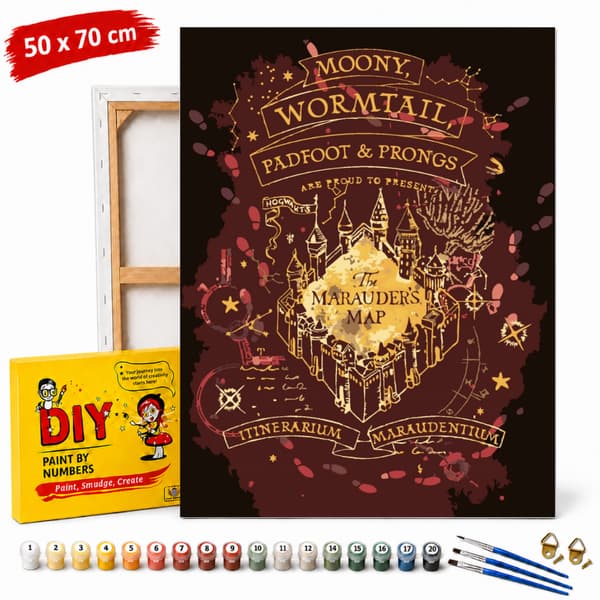 Mal efter nummer billede med ramme Marauder's Map Harry Potter 50x70 cm