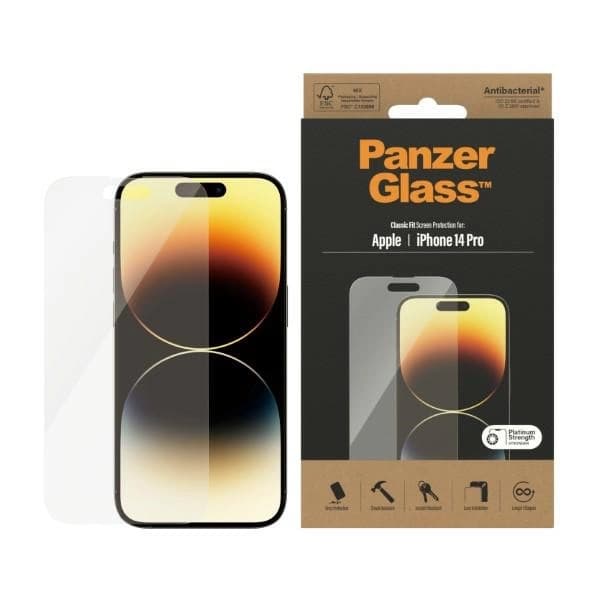 PanzerGlass Classic Fit antibakterielt glas til iPhone 14 Pro