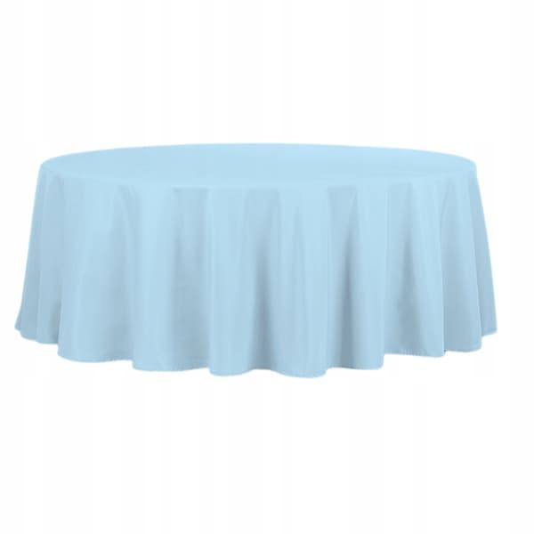Pletresistent blå glat dug til rundt bord diameter 320 cm polyester 180g