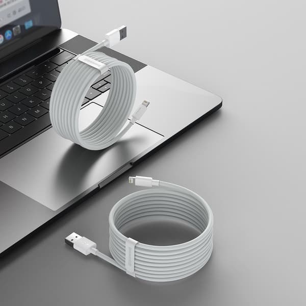 Baseus Simple Wisdom USB til Lightning-kabel, 2.4A, 1.5m (hvid) 2 stk.