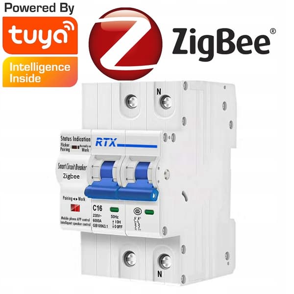 Ohjattu sulake 2x 16A ZigBee TUYA En -mittaus