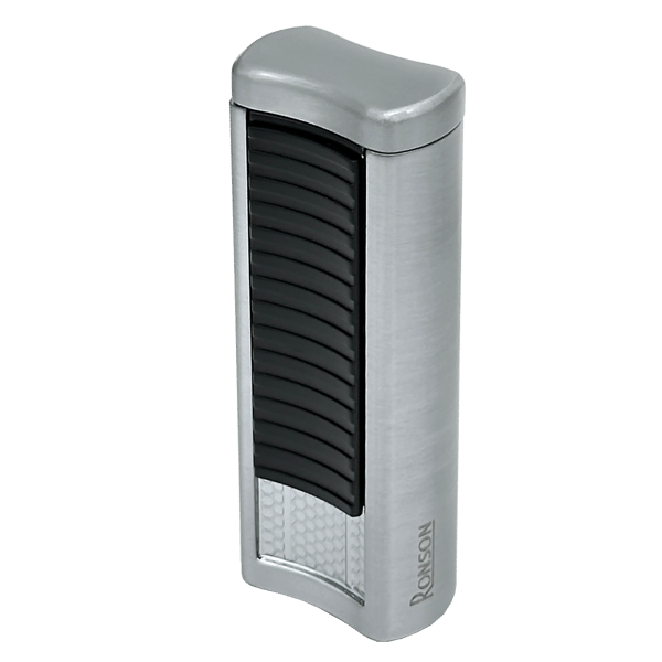 RONSON PASSAT SILVER BLACK 2 JET lighter med cigarpunch, jet