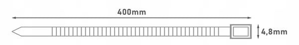 100x kabelbindere, hvide kabelbindere, 4,8 x 400 mm, op til 22 kg