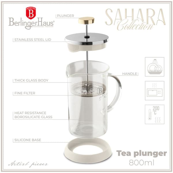 PISTON KAFFE- OG TEINFUSER 800 ml BERLINGER HAUS BH-8587 SAHARA
