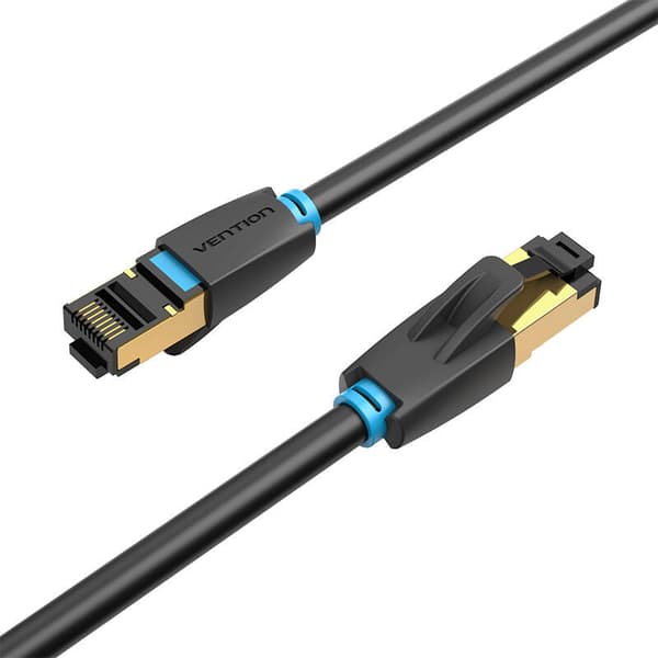 CAT8 SFTP Vention IKABF RJ45 Ethernet-netværkskabel 40Gbps 1m Sort