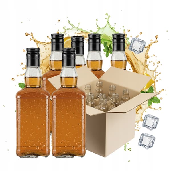 20x Daniel glasflaskor 0,5 l + whisky vodka alkoholställ 500 ml