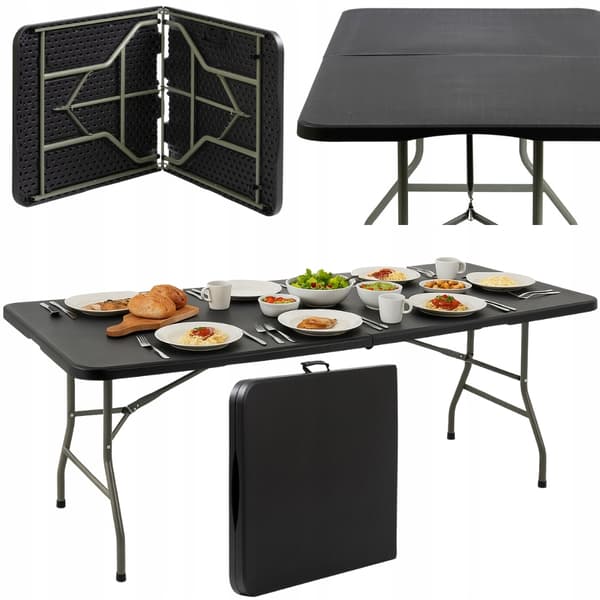 havebord foldbart catering banket 180x74cm sort