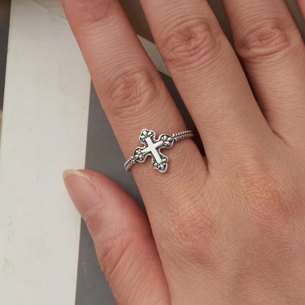 Justerbar silverring med kors, silver 925