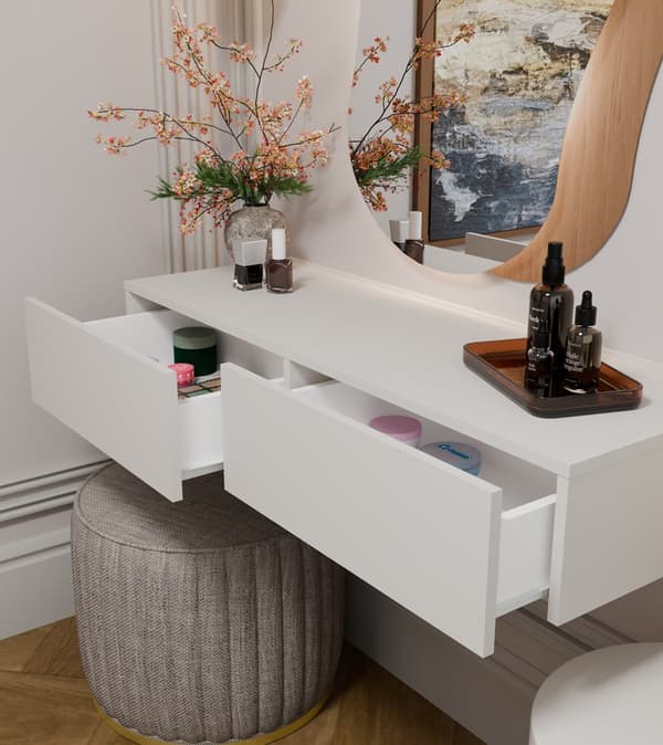 HÄNGANDE SMYCKESBORD MIKA 110 CM 2 LAGODER FÖR SOVRUM KASHMERE BEIGE