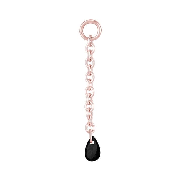 Charmkæde med sort zirkon - rosaguld - D-074 25 mm