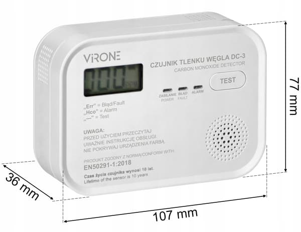 ORNO KOLMONOXID SENSOR DISPLAY 9V