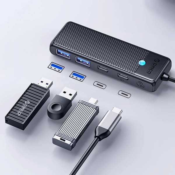 Orico PAPW2AC-C3 USB-C Hub Dockingstation 2x USB-A 3.0 + 2x USB-C 3.0 - Sort