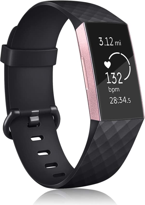 2x Rem til Fitbit Charge 3/4 Sort/Hvid TPU Vandtæt Armbånd